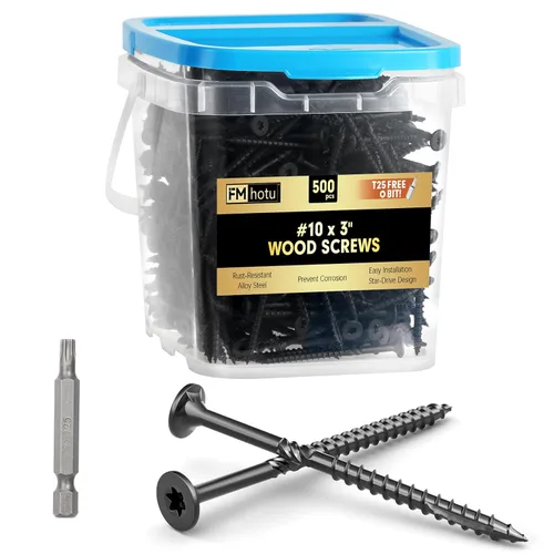 Vista 19 de #10 x 2-1/2" Tornillos para Terraza, 108 Piezas Tornillos para Madera con Cabeza Estrella, Tornillos para Madera Resistentes al Óxido para Negro