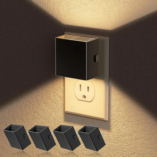 Vista 24 de JandCase Luz nocturna, luces nocturnas automáticas enchufables a la pared, paquete de 2 luces nocturnas modernas con sensor de luz automática, luz