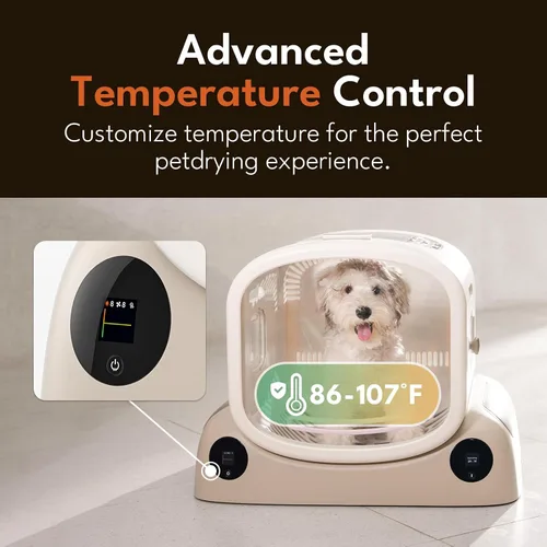 Vista 5 de PetSnowy Caja secadora para mascotas, diseño modular seguro, gran espacio de 80 litros, control inteligente de temperatura y aplicación, flujo