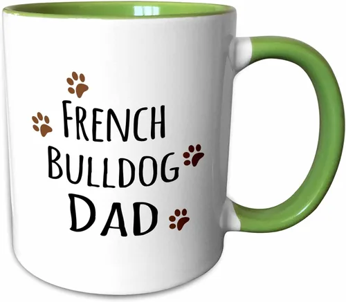 Vista 10 de 3dRose French Bulldog Dog Dad-Doggie by Breed-Brown - Taza con estampado de patas fangosas, 11 onzas, color negro