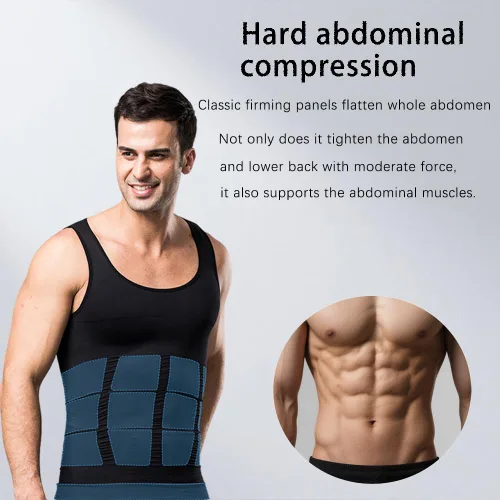 Vista 3 de LARDROK Chaleco adelgazante para hombre, camiseta de compresión para ginecomastia, control de abdomen, ropa