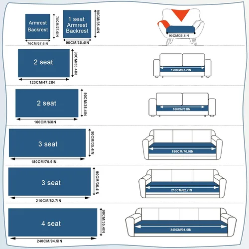 Vista 2 de VClife Funda para Brazo de Sofá Antideslizante Azul Fundas para Reposabrazos para Reclinable, Sillón, Sofá de Dos Plazas y Sofá 1 Pieza Funda Suave
