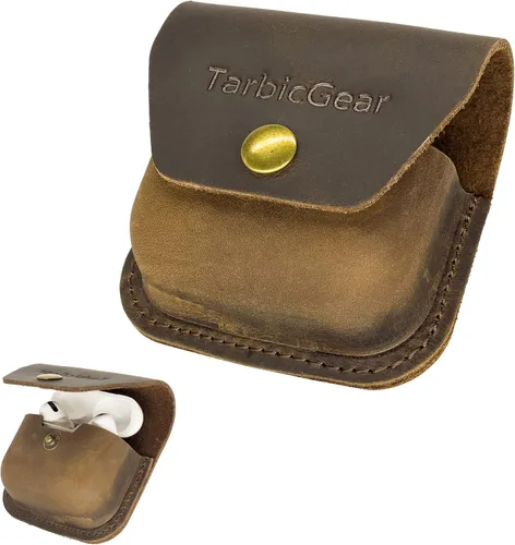 Vista 8 de Funda para Airpod con clip para cinturón, funda de cuero universal para Airpod Pro, Samsung Galaxy Buds y Beats Studio Buds, bolsa de cuero real