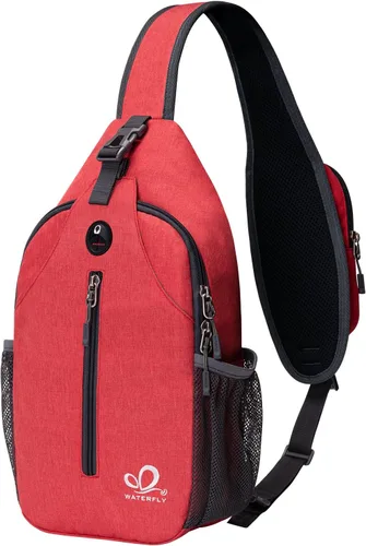 Vista 74 de Waterfly - Mochila cruzada tipo bandolera para viajes y caminatas, bolsa de pecho, Gris, talla única