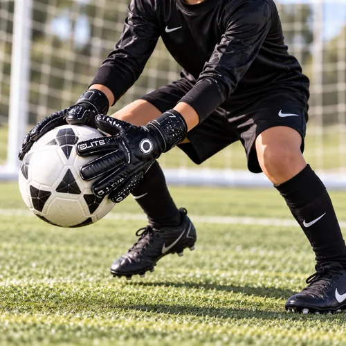 Vista 5 de Elite Sport Black Goalkeeper Gloves, Removable Finger Spines, Pro-Level Goalkeeper Gloves for Superior Grip and Control