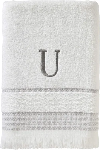 Vista 19 de SKL Home Toalla de baño casual con monograma, A, 28 x 54 pulgadas, color blanco