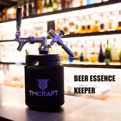 Vista 3 de TMCRAFT Sistema de grifo Growler de 64 onzas, mini barril de acero inoxidable presurizado con chaqueta enfriadora, sistema dispensador portátil