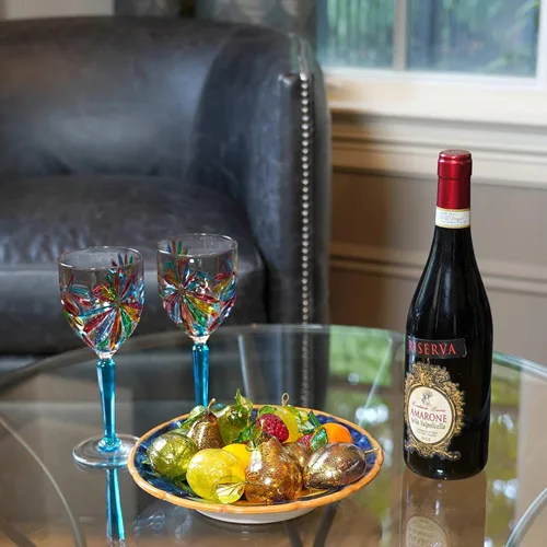 Vista 5 de Glass Of Venice Cristal de Murano, fruta naranja italiana, 2-1/2 pulgadas de alto. Figura coleccionable de cítricos rojos y dorados para cocina