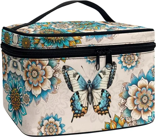 Vista 8 de doginthehole Bolsa de maquillaje, bolsa de cosméticos de viaje, bolsa de aseo portátil grande, organizador de accesorios para mujeres y niñas
