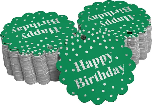 Vista 47 de Etiquetas de papel para colgar con texto en inglés «Happy Birthday» (50 unidades)