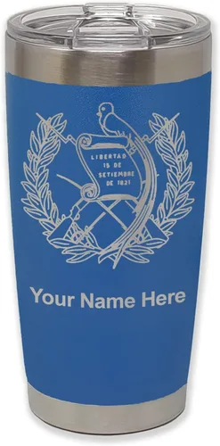 Vista 10 de LaserGram - Vaso personalizado de 20 onzas, bandera de Guatemala (negro) Regalo grabado, acero inoxidable aislado al vacío, grabado con láser