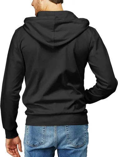 Vista 4 de H2H Sudadera con capucha y cremallera para hombre, ligera, de manga larga, básica, ajustada, de algodón, con bolsillo Cmohol048-negro