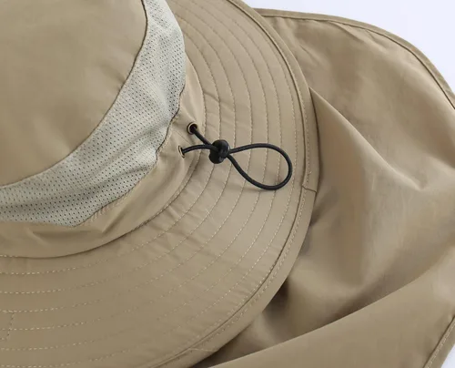 Vista 7 de Home Prefer Sombrero de malla para exteriores UPF50+ Sombrero de pesca de ala ancha con solapa para el cuello