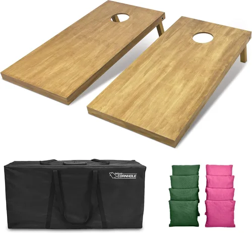 Vista 38 de GoSports 4 ft x 2 ft Regulation Size Wooden Cornhole Boards Set with Light Brown Finish - Includes Carrying Case and Bean Bags Negro- gris