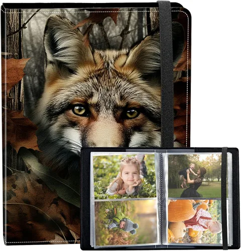 Vista 58 de Álbum de fotos de 3.5 x 5 pulgadas, cubierta de piel sintética de pequeña capacidad, mini álbum de fotos de águila americana de 3.5 x 5 con banda
