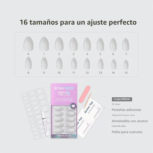 Vista 6 de BTArtbox - Uñas postizas a presión, color crema, almendra corta, color blanco desteñido, 32 unidades 2+ Weeks Wear, Salon-Quality Natural Nails