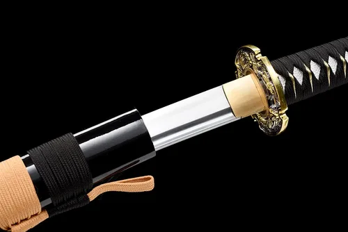 Vista 3 de Espada Katana Tradicional Forjada a Mano con Templado de Calor/Arcilla Verdaderas Katanas de Acero al Carbono 1060/1095 T10, Afilar, Espiga