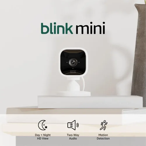 Vista 6 de Blink Mini - Cámara de seguridad inteligente compacta, conectable, para interiores, con video de alta definición 1080 y detección de movimiento