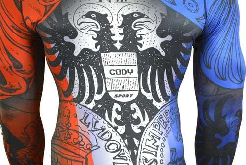 Vista 4 de Red Plume Camisetas de compresión de manga larga con impresión digital 3D para hombre, camiseta deportiva y fitness