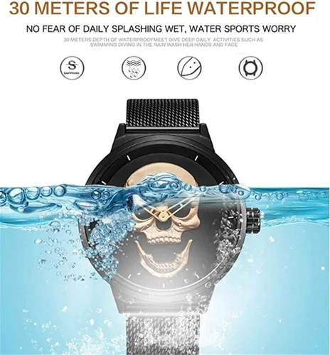 Vista 3 de CdyBox hombres niños 30M impermeable cuarzo relojes pulsera acero inoxidable gran cara reloj