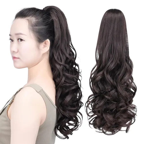 Vista 61 de SYXLCYGG Auburn Clip Cola de caballo Clip Cola de caballo Extensión de cola de caballo ondulado 10 pulgadas 3.5 oz pelo sintético falso pieza