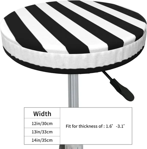 Vista 3 de Fundas de taburete de bar redondas elásticas y negras con rayas, fundas de taburete de bar, fundas de asiento de taburete, fundas elásticas