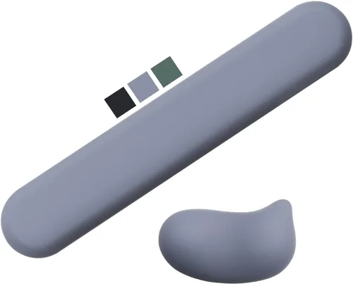 Vista 8 de Reposamuñecas para teclado y alfombrilla de mouse, juego ergonómico de reposamuñecas para teclado de espuma viscoelástica, cuero de lujo, accesorios