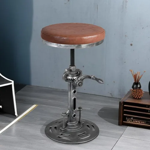 Vista 2 de Taburete de bar antiguo con asiento de poliuretano para cocina, comedor, altura de mostrador de 18 a 22 pulgadas, taburetes de café industriales