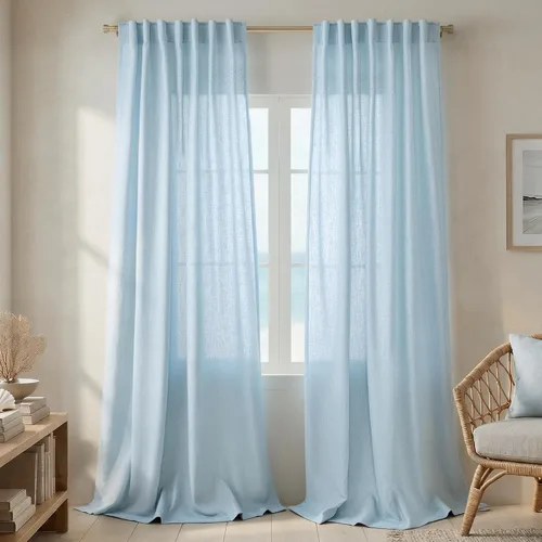 Vista 33 de Mrs.Naturall Cortinas negras de 45 pulgadas de largo, cortinas cortas de lino transparente para privacidad para cocina, dormitorio, ventanas