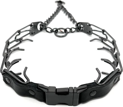 Vista 12 de Herm Sprenger Collar de Entrenamiento para Perros de Liberación Rápida Negro de Acero Inoxidable Collar Sin Tirones Hebilla de Cuero de Liberación