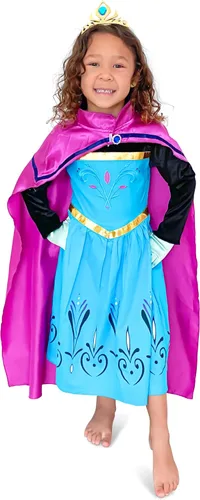 Vista 2 de Vestido de coronación para niñas, conjunto de accesorios para niñas (azul-morado, 3T)