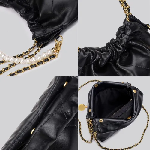 Vista 7 de Bolso tote acolchado para mujer, bolso de hombro de lujo estilo hobo cruzado, bolso de mano con cadena de diseño, bolso de trabajo de cuero, grande