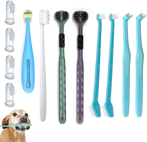 Vista 8 de Cepillo de dientes para perro, cepillos de dientes de 360 grados, cepillos de dientes de triple cabeza, cepillo de dientes de doble cabeza, cepillos