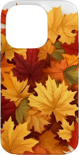 Vista 17 de Carcasa para iPhone 16 con texto en inglés "Fall Foliage Gathering of Autumn Leaves