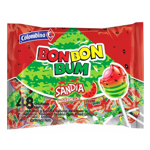 Vista 11 de Colombina Bon Bon Bum - Paletas de fresa, caramelos duros de frutas, paletas de fresa dulces envueltas individualmente, 24
