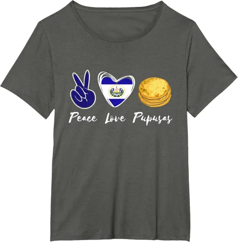 Vista 65 de Pupusas Lover Love Peace El Salvadaor Camiseta Comida Salvadoreña