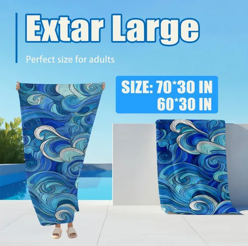 Vista 3 de Toallas de playa de gran tamaño de microfibra sin arena, de secado rápido, toallas de playa suaves y absorbentes, toallas de baño extra grandes, 30
