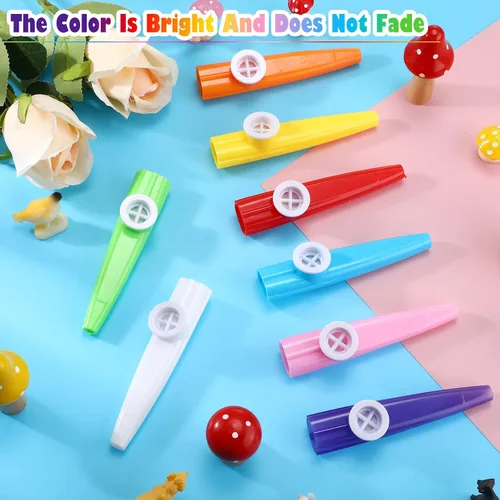 Vista 4 de Boao 200 piezas de instrumentos musicales Kazoo de plástico para fiestas para adultos, música divertida Kazoo para niños, aulas, juguetes musicales