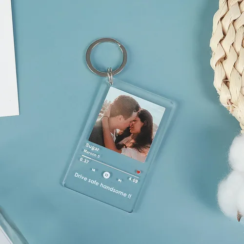 Vista 7 de Llavero de fotos acrílico personalizado, llavero de música Spotify personalizado con código escaneable, regalo para parejas, amigos, regalo para él