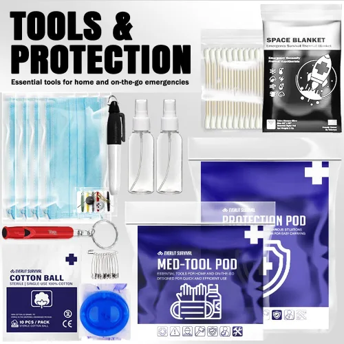 Vista 8 de Everlit Care Kit médico casero 380 piezas de suministros de primeros auxilios Kit esencial médico multiusos para cortes, rasguños, quemaduras