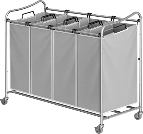 Vista 11 de Simple Houseware - Carrito rodante clasificador de ropa sucia con 4 bolsas, color marrón Bronce