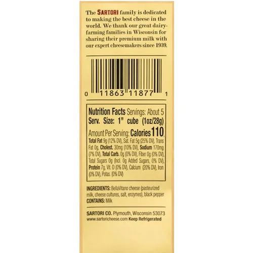 Vista 2 de Sartori Reserve Black Pepper BellaVitano Cheese Wedge, 5 onzas- 12 por caja. 12 wedges per case