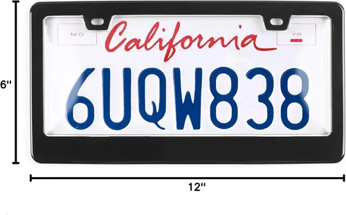 Vista 7 de Juego de 2 cubiertas para matrículas de automóvil, con diseño de burbuja, para placas estándar de EE. UU., cubierta irrompible con marco, funda Negro