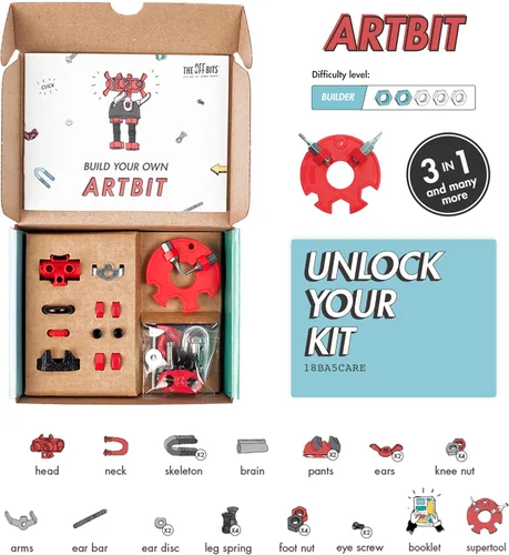 Vista 5 de The Off Bits ArtBit - Juego de construcción de juguetes robot, ideas educativas para regalos de Pascua, kit de aprendizaje de actividades STEM, kit