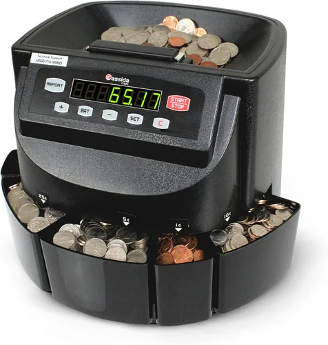 Vista 9 de Cassida Clasificador/contador electrónico de monedas C100, monedas contables 1¢, 5¢, 10¢, 25¢, 250 monedas/min, 110 VAC