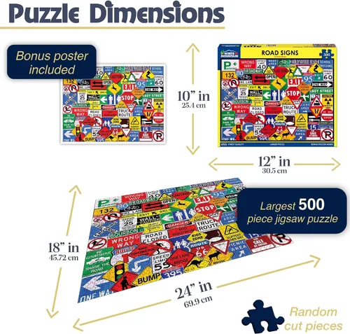 Vista 2 de White Mountain Puzzles Road Signs - Rompecabezas de 500 piezas