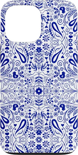 Vista 24 de Folk Art Pattern Blue Chinoiserie Birds Flowers Scandinavian Case for iPhone 17
