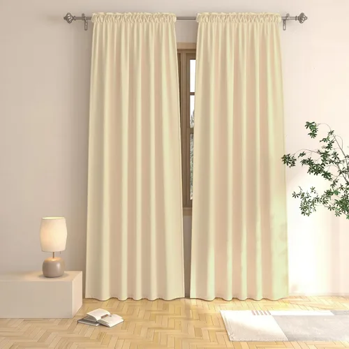 Vista 56 de UPOPO Cortinas beige de 45 pulgadas de largo para oscurecer la habitación, paneles de cortina para ventana, bolsillo para cortinero, cortinas