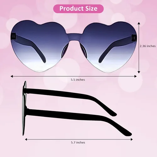 Vista 3 de KIDZVEFUN Regalos de despedida de soltera, lentes de sol de corazón, 9 unidades en forma de corazón, sin marco, transparentes, lindos y divertidos