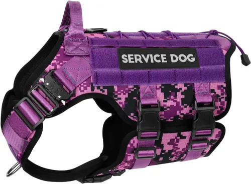 Vista 18 de PETNANNY - Chaleco táctico para perro de servicio - Arnés de apoyo emocional sin tirones con parches de gancho y bucle y sistema Molle para Negro